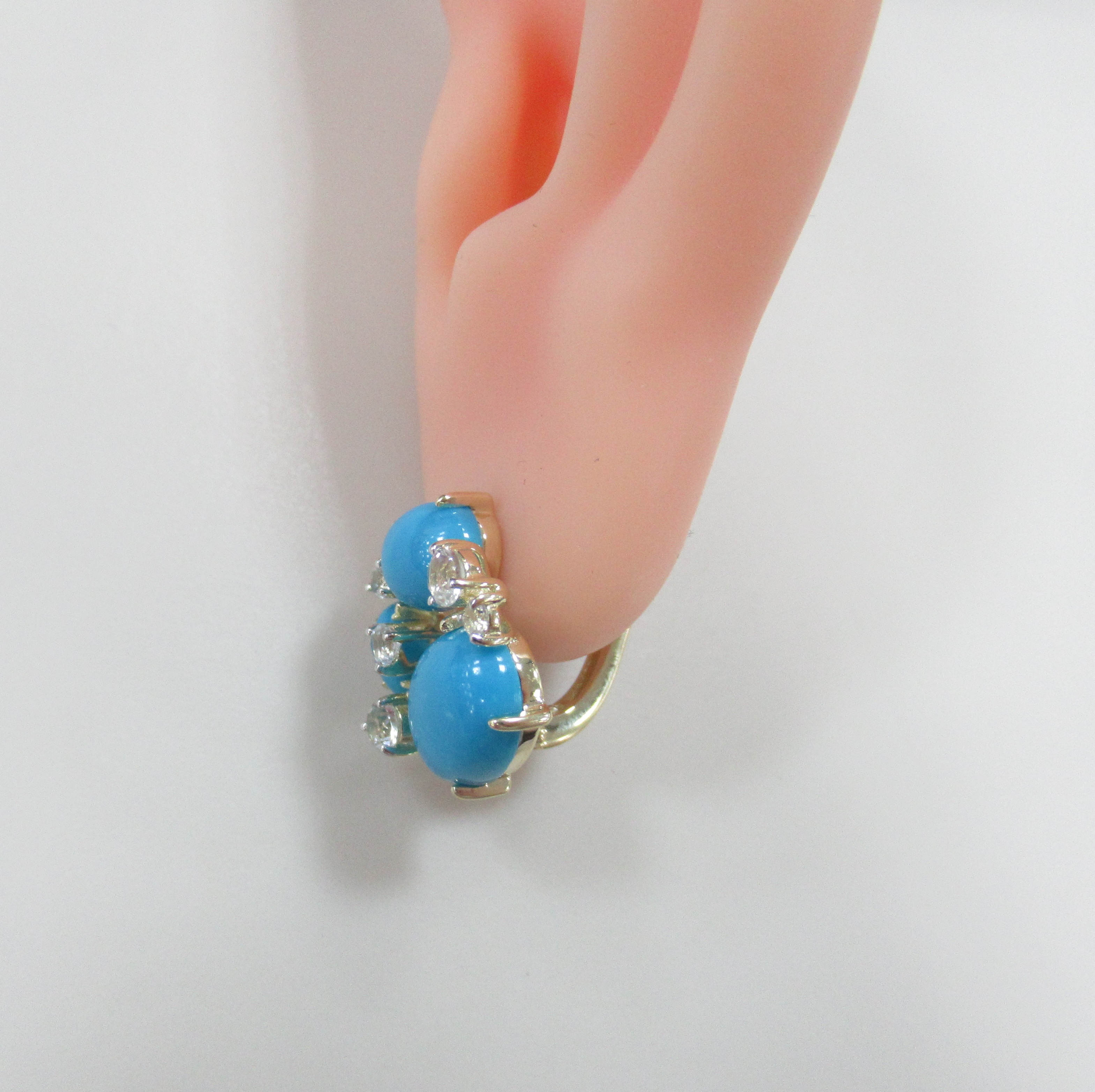 Серьги из желтого золота с бирюзой